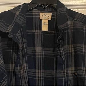 Blue Mountain Mens Blue and Button down  Plaid Shirt Mens xl tall